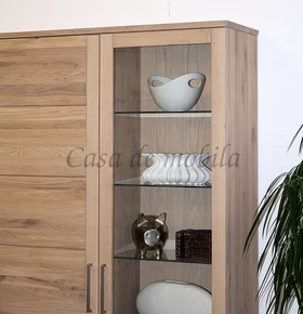 Vitrinenschrank 102x204x40cm Glastür rechts PALERMO Massivholz geölt von Casademobila Goslar Vitrinenschrank 102x204x40cm breite Glastür rechts PALERMO eichenholz bianco geölt von Casa de mobila Goslar