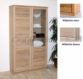 Massivholz Geschirrschrank mit Glastür rechts PALERMO 102x204x40cm Wildeiche massiv natur oder Bianco geölt, 7171 202R EB SM Casa de mobila Golar Massivholz Geschirrschrank mit Glastür rechts PALERMO 102x204x40cm Wildeiche massiv natur oder Bianco geölt, 7171 202R EB SM Casa de mobila Golar