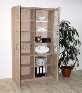Massivholz Vitrinenschrank mit Glastür rechts PALERMO 102x204x40cm Wildeiche massiv Bianco geölt, 7171 202R EB SM Casa de mobila Golar Vitrinenschrank breite Glastür rechts PALERMO 102x204x40cm Wildeiche massiv Bianco geölt, 7171 202R EB SM Casa de mobila Golar