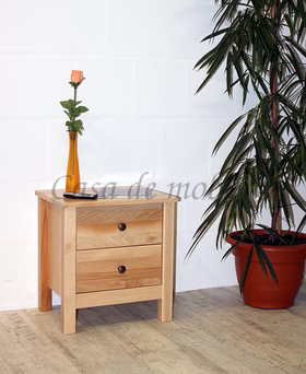 Massivholz Nachtschrank mit Schubladen ANTON 46x49x36cm Kernbuche massiv natur lackiert casademobila