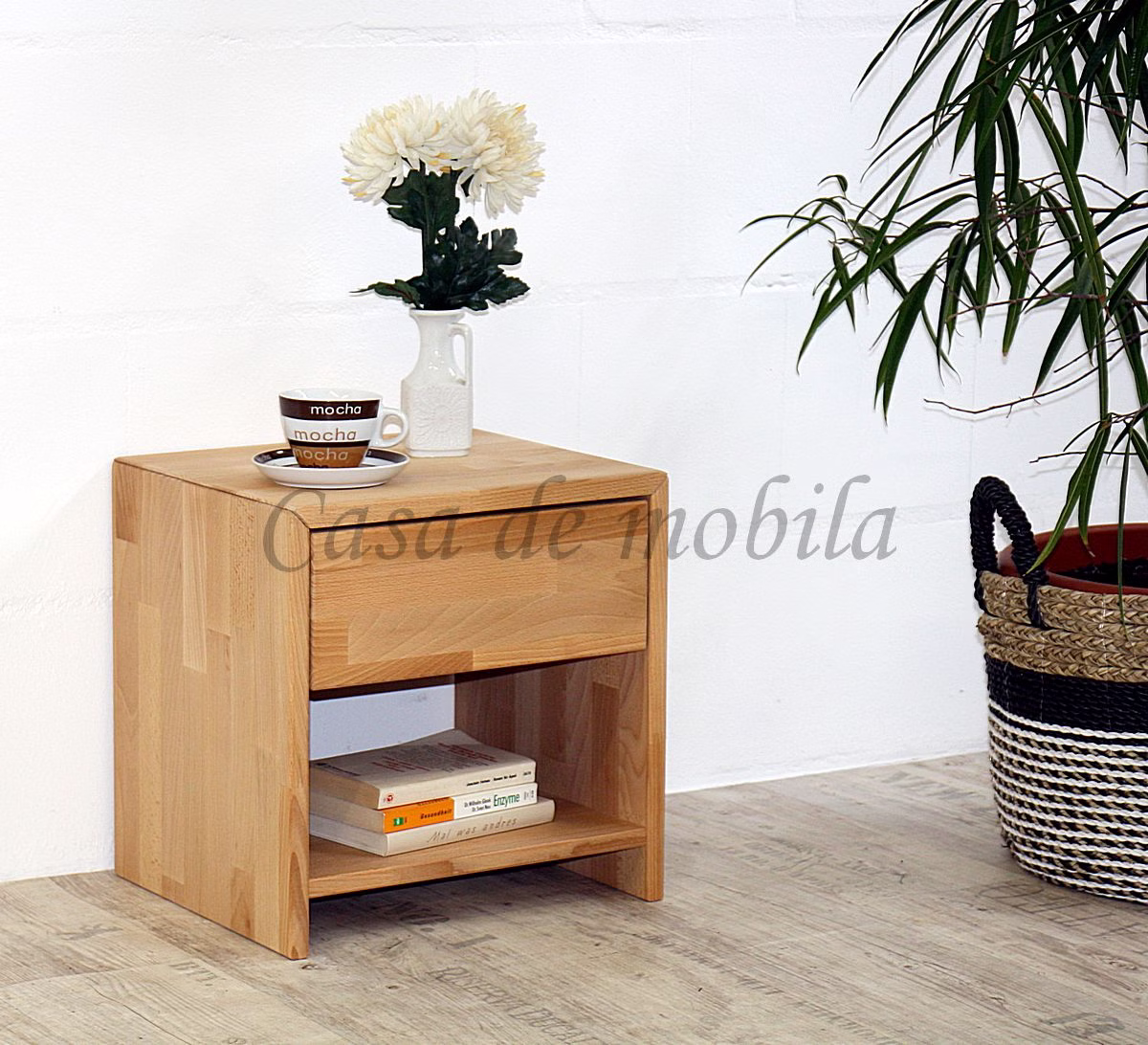 Nachtkommode mit schublade und ablage 40x40x33cm JUDITH Kernbuche massiv natur geölt Casademobila.com online kaufen