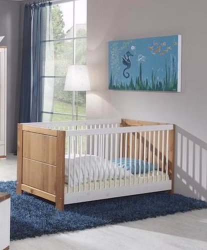 Babybett 70x140 GULDBORG Kiefer 2farbig weiß / provence Babybett 70x140 GULDBORG Kiefer 2farbig weiß / provence