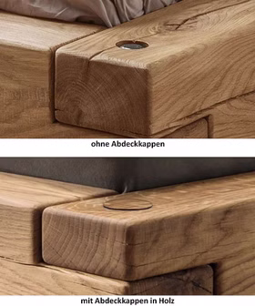 Balkenbett IV RUSTIKAL Wildeiche massiv geölt mit Wuchsrissen