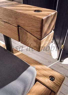 Holzbett aus balkenholz IV RUSTIKAL Wildeiche massiv geölt mit Wuchsrissen casademobila Goslar