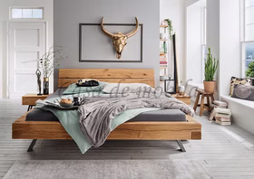 Holzbett Doppelbett mit metallbeine WOODSTOCK 140,160,180,200,220x40cm asteiche massiv natur geölt Casa de mobila Goslar