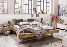 Holzbett Doppelbett mit U Holzbeine WOODSTOCK 140,160,180,200,220cm Wildeiche massiv geölt Casa de mobila Goslar