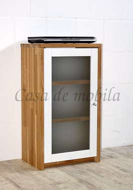 Kleine kommode mit glastür 47x84x33cm CONTRA naturholz kiefer,kernbuche,eiche massiv geölt oder lackiert Casademobila Goslar