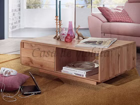 Massivholz Couchtisch mit schubladen 110x40x70cm Wildeiche massiv natur geölt Casademobila Goslar