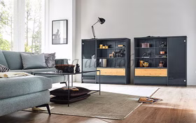 Highboard 134x123x33cm CONTRA Kiefer massiv anthrazitgrau lackiert Wohnzimmer-schränke 134x123x33cm CONTRA Kiefer massiv grau lackiert Casa de mobila Goslar