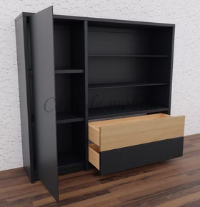 Highboard 134x123x33cm CONTRA Kiefer massiv anthrazitgrau lackiert Geschirrschrank 134x123x33cm CONTRA Kiefer massiv anthrazitgrau lackiert,gelaugt geölt Casa de mobila Goslar