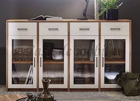 Massivholz Sideboard mit Glastüren CONTRA 181x103x33cm Kernbuche massiv natur geölt und weiß lackiert Casa de mobila Goslar Massivholz Sideboard mit Glastüren CONTRA 181x103x33cm Kernbuche massiv natur geölt und weiß lackiert Casa de mobila Goslar