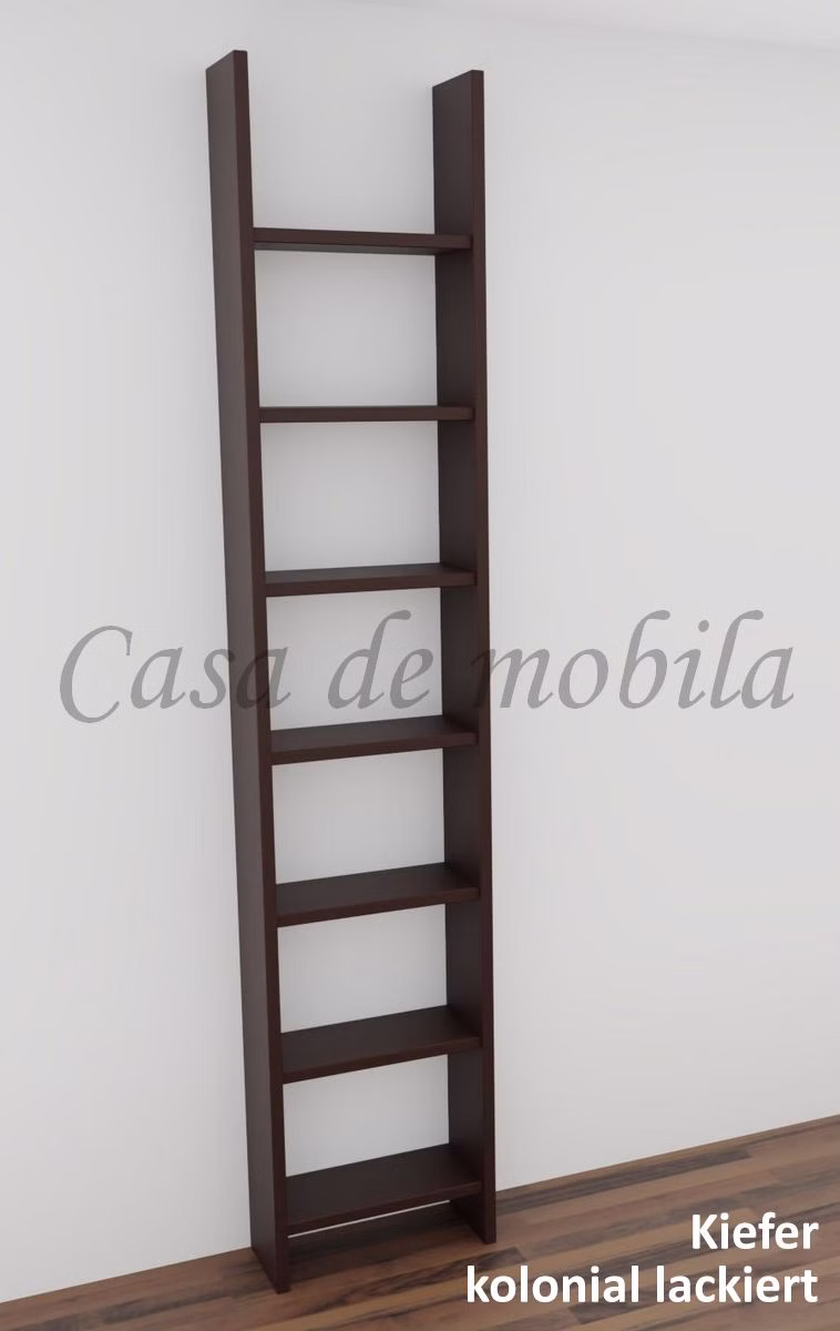 Massivholz Bücherregal Hochregal regal schmale tiefe 21 cm CONTRA kiefer massiv dunkelbraun kolonial Casa de mobila Goslar