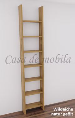 Massivholz Bücherregal schmal und hoch 47x236x21cm CONTRA Eiche Wildeiche massiv natur geölt Casa de mobila Goslar