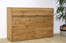 Massivholz schrank mit Beleuchtung und abgerundete ecken OKER 123x86x44cm Wildeiche massiv natur geölt Casa de mobila Goslar