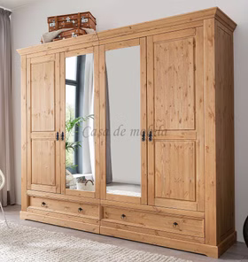 Massivholz Kleiderschrank 4türig mit spiegel MEXICAN-STIL 254x215x62cm Kiefer massiv Eichefarben gelaugt geölt Casa de mobila Goslar Massivholz Kleiderschrank 4türig mit spiegel MEXICAN-STIL 254x215x62cm Kiefer massiv Eichefarben gelaugt geölt Casa de mobila Goslar