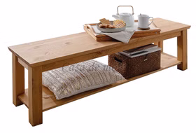 Holzbank mit Ablage MEXICAN-STIL 140x43x36cm Kiefer massiv Eichefarben gelaugt geölt Casa de mobila Goslar Holzbank mit Ablage MEXICAN-STIL 140x43x36cm Kiefer massiv Eichefarben gelaugt geölt Casa de mobila Goslar
