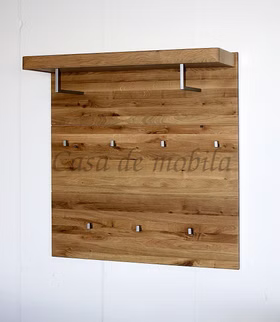 Wandgarderobe 102x110x30cm HORIZONT Massivholz natur geölt Hängegarderobe mit Hutablage HORIZONT 102x110x30cm Wildeiche massiv natur geölt Casa de mobila Goslar