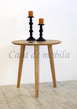 Massivholz Tisch Klein rund OLPE 75x75x75cm Wildeiche massiv natur geölt Casa de mobila Goslar