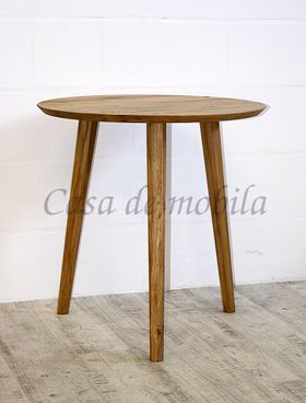Kleiner Esstisch rund 75x75x75cm OLPE Wildeiche massiv natur geölt Casa de mobila Goslar