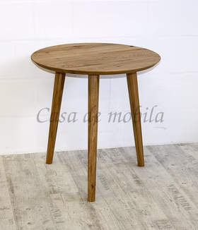 Kleiner Küchentisch rund 75x75x75cm OLPE Wildeiche massiv natur geölt Casa de mobila Goslar