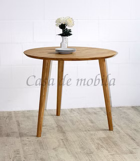 Esstisch rund 90x75x90cm OLPE Wildeiche massiv geölt Massivholz Küchentisch klein rund OLPE 90x75x90cm Wildeiche massiv natur geölt Casa de mobila Goslar