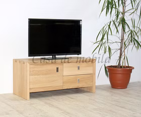 Massivholz TV-Lowboard 92x42x42cm CAMILLA Wildeiche massiv Bianco geölt casademobila