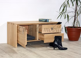 holz bank mit stauraum Garderobenbank CAMILLA Wildeiche massiv weiss Bianco geölt casademobila