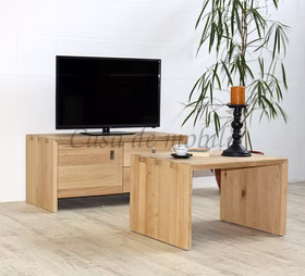 TV-Lowboard kommode bank Fernsehschrank CAMILLA Wildeiche massiv weiss Bianco geölt casademobila