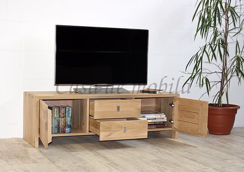 TV-Lowboard kommode schrank CAMILLA Wildeiche massiv Bianco geölt