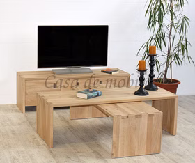 Vollholz TV-möbel Und Beistelltisch CAMILLA Wildeiche massiv Bianco geölt Vollholz TV-möbel Und Beistelltisch CAMILLA Wildeiche massiv Bianco geölt