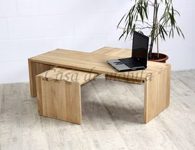 Couchtisch-Set 2teilig holz gezapft CAMILLA Wildeiche massiv Bianco geölt casademobila