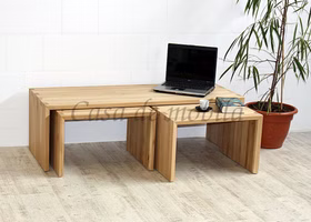 holz Bank Beistelltisch-Set 3teilig CAMILLA Eiche Wildeiche weiss Bianco geölt Fingerzapfen auf gehrung holz Bank Beistelltisch-Set 3teilig CAMILLA Eiche Wildeiche weiss Bianco geölt Fingerzapfen auf gehrung