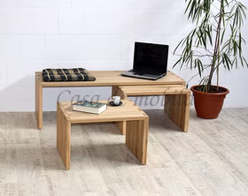 Massivholz Wohnzimmertisch-Set 3teilig CAMILLA Eiche Wildeiche massiv weiss Bianco geölt Fingerzapfen Massivholz Wohnzimmertisch-Set 3teilig CAMILLA Eiche Wildeiche massiv weiss Bianco geölt Fingerzapfen