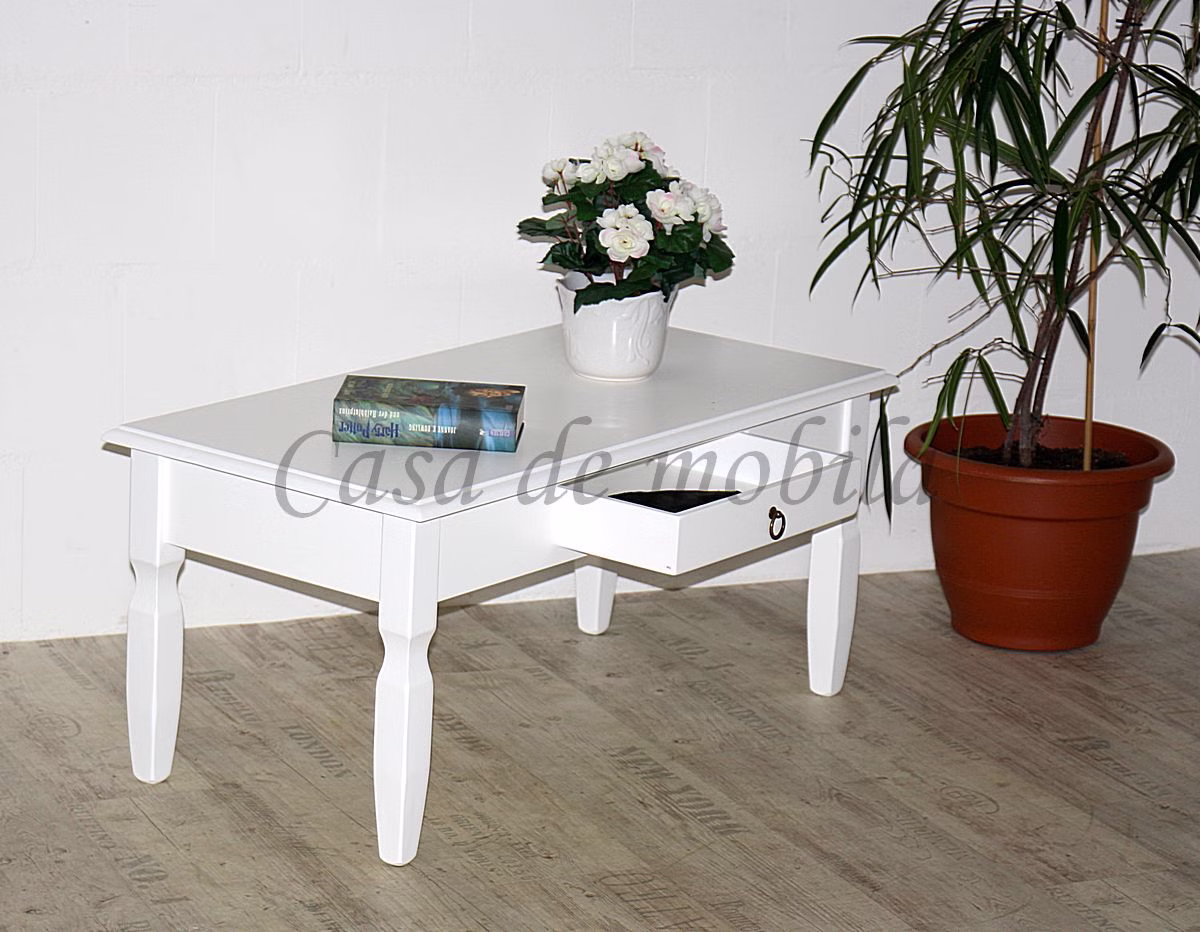 Massivholz Stubentisch mit Schublade 100x45x50cm DECOR Pappel weiß casademobila Goslar Massivholz Stubentisch mit Schublade 100x45x50cm DECOR Pappel weiß casademobila Goslar