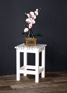 Massivholz Blumenhocker ANTON 34x46x34cm Kernbuche massiv weiß lackiert, 3701G-03 casademobila goslar