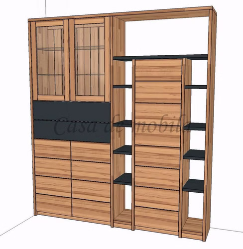 Bücherschrank 176x199x33cm CONTRA Kernbuche geölt grau Büroschrank CONTRA 176x199x33cm Kernbuche massiv natur geölt grau lackiert Casademobila Goslar
