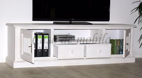 Breite Fernsehkommode 190x57x45cm PINEA Pinie massiv weiß gebürstet Casa de mobila Goslar Breite Fernsehkommode 190x57x45cm PINEA Pinie massiv weiß gebürstet Casa de mobila Goslar