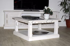 Beistelltisch quadratisch mit glasplate PINEA 90x45x90cm Pinie massiv weiß gebürstet casademobila Goslar