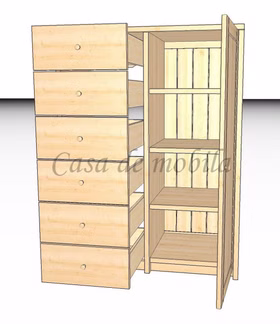 Wäscheschrank 92x123x46cm CONTRA Kiefer massiv natur geölt Casa de mobila Goslar