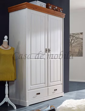 Massivholz Garderobenschrank NEAPEL 2türig 132x217x62cm Kiefer massiv weiß honigfarben Casademobila Goslar Massivholz Garderobenschrank NEAPEL 2türig 132x217x62cm Kiefer massiv weiß honigfarben Casademobila Goslar