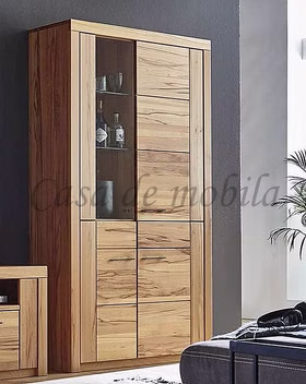 Vitrine 115x203x40cm SKYLINE Kernbuche massiv natur geölt Vitrine SKYLINE 4-türig 115x203x40 cm Kernbuche massiv geölt Bügelgriffe Casa de mobila Goslar
