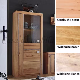 Highboard 71x170x40cm SKYLINE links Kernbuche oder Wildeiche massiv natur oder Bianco geölt
