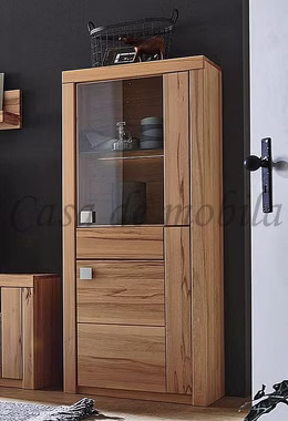 Vitrinenschrank 71x170x40cm SKYLINE rechts Kernbuche massiv natur geölt Casa de mobila Goslar