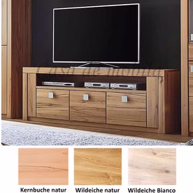 Massivholz TV-Lowboard hoch SKYLINE 173x62x40cm Kernbuche Wildeiche massiv Casademobila Goslar