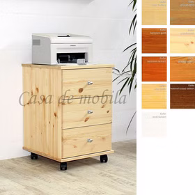 Massivholz Rollcontainer mit Schubladen CONTRA 46x69x49cm Kiefer massiv weiß,natur,bernstein,braun,kolonial Casa de mobila Goslar
