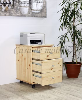 Massivholz kommode mit rollen und Schubladen CONTRA 46x69x49cm Kiefer massiv natur lackiert Casa de mobila Goslar