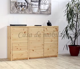 Massivholz Flurkommode schmal CONTRA 134x84x33cm 3türig Kiefer massiv natur lackiert Casa de mobila Goslar