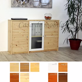 Kommode mit Glastür weiß 3 türig CONTRA 134x84x33cm Kiefernholz in verschiedenen farben Massivholz Kommode mit Glastür weiß 3 türig CONTRA 134x84x33cm Kiefer massiv in verschiedenen farben Casa de mobila Goslar