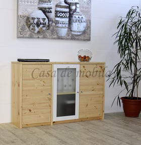 Dielenkommode mit Glastür weiß 3 türig CONTRA 134x84x33cm Kiefer massiv natur lackiert Massivholz Dielenkommode mit Glastür weiß 3 türig CONTRA 134x84x33cm Kiefer massiv natur lackiert in Casa de mobila Goslar