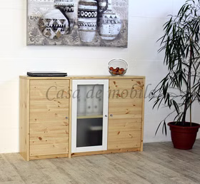 Flurkommode mit Glastür weiß 3 türig CONTRA 134x84x33cm Kiefer massiv natur lackiert Massivholz Flurkommode mit Glastür weiß 3 türig CONTRA 134x84x33cm Kiefer massiv natur lackiert in Casa de mobila Goslar